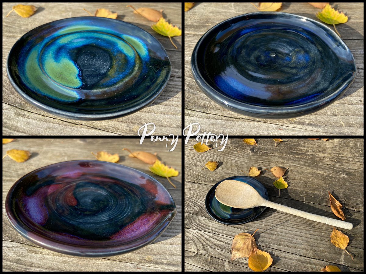 Beautiful hand crafted ceramic spoon rests now available from my Etsy store - a small batch of 4. Shipping to UK, EU & USA. 
pennypotteryuk.etsy.com
#kitchen #chef #gift #spoonrest #cooking #ceramic #pottery #spoon #rest #Obsidian