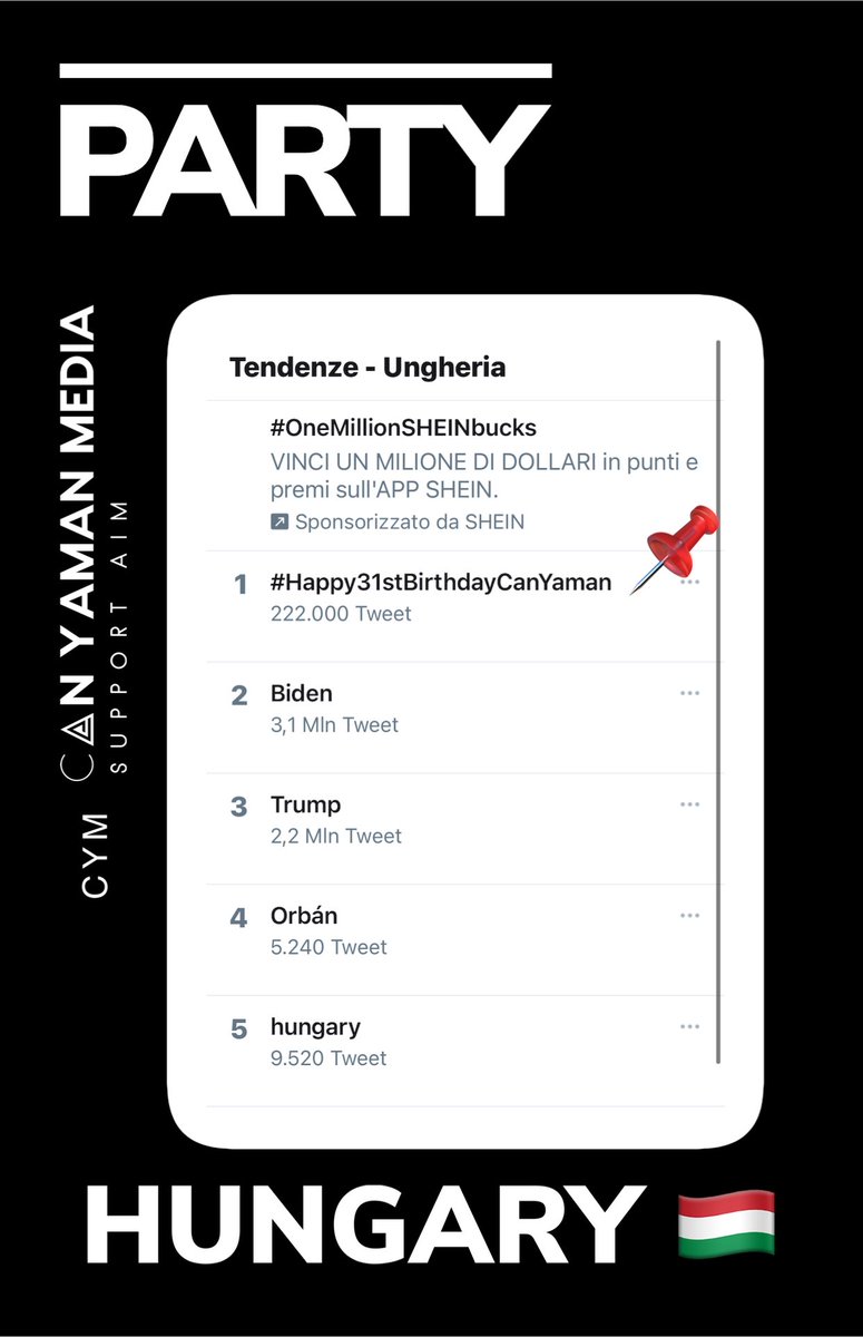 CanYamanMedia's tweet photo. 📌 We’re Trending in Hungary 🇭🇺 
 #Happy31stBirthdayCanYaman https://t.co/J5TaEgjPbW