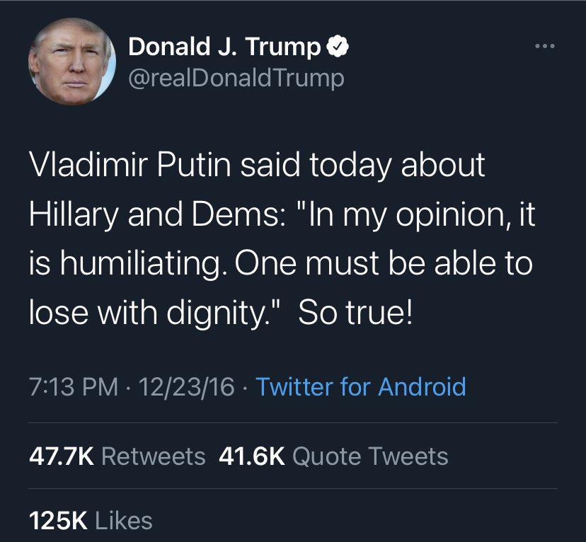 star012021's tweet image. Once Again a Trump tweet resurfaced to slap in  the face again.😆 So true! 
Stop agreeing with enemies of the country.