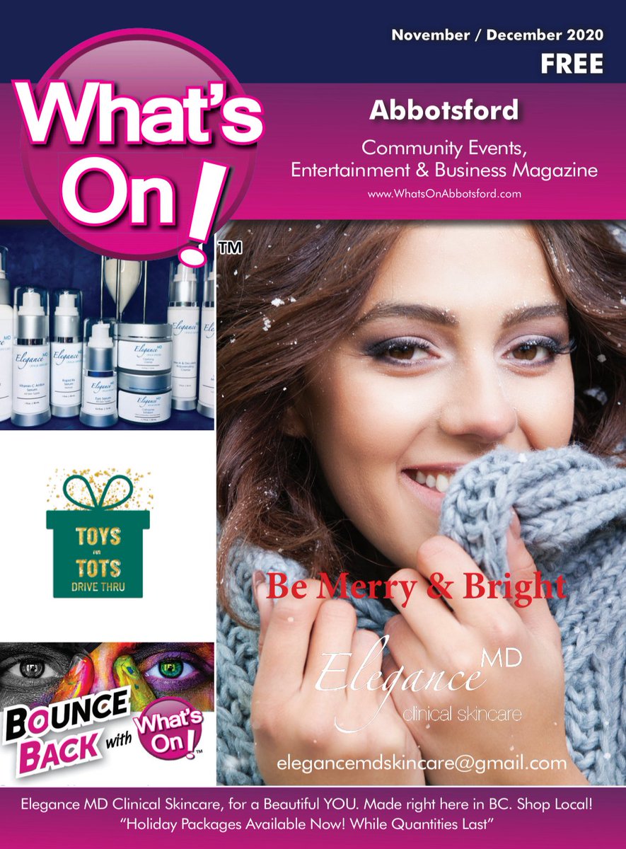Get YOUR copy of the Nov/Dec issue of What's On Abbotsford instore &amp; online now! See what's on in our beautiful city, read the latest articles from Dr. Marcy, Ed's home care tips, Tammy's winter skincare revamp &amp; more! whatsonabbotsford.com