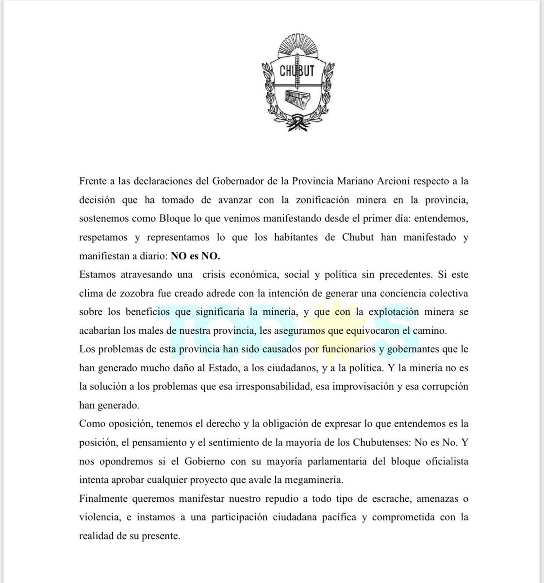 BloqueCh's tweet photo. En virtud de los últimos acontecimientos , esta es nuestra postura 👇#Chubut @rperiodismo @hmercere @NicolasGil2011 @navarrovir @f5noticiasok @radio3trelew @bahiaengano @rtobarez @JornadaWeb @ElDiario_web @radiodelmar987 @ElComodorense @RadioChubut https://t.co/UlRxDMixoc