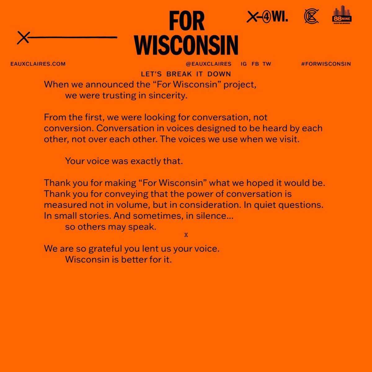 ForWisconsin's tweet photo. Congratulations US President-elect @JoeBiden and Madam Vice President-elect @KamalaHarris.
#forwisconsin 🧡 https://t.co/z6yzld2Vmg