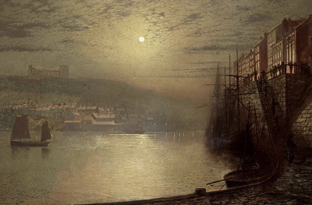 frome_maude's tweet photo. #BramStoker, author of #Dracula, was born on 8th November 1847 in Dublin. A holiday in #Whitby proved his inspiration &amp; part of his novel is set there - it is where Dracula lands.
Images: views of Whitby Harbour in the late C19th by John Atkinson Grimshaw #Victorian #Gothic #art https://t.co/IRBg0CiG9i