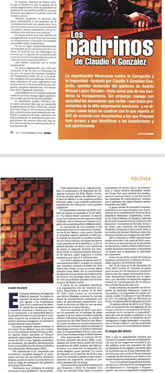 alvaro_delgado's tweet photo. Ojo: En ⁦@proceso⁩ publico un reportaje sobre los millones del Consejo Mexicano de Negocios a ⁦@MXvsCORRUPCION⁩, sobre cuya plataforma el magnate ⁦@ClaudioXGG construye el bloque electoral PRI-PAN-PRD por consejo de ⁦@EnriqueKrauze⁩ y ⁦@aguilarcamin⁩ https://t.co/FTSbyTwNOM