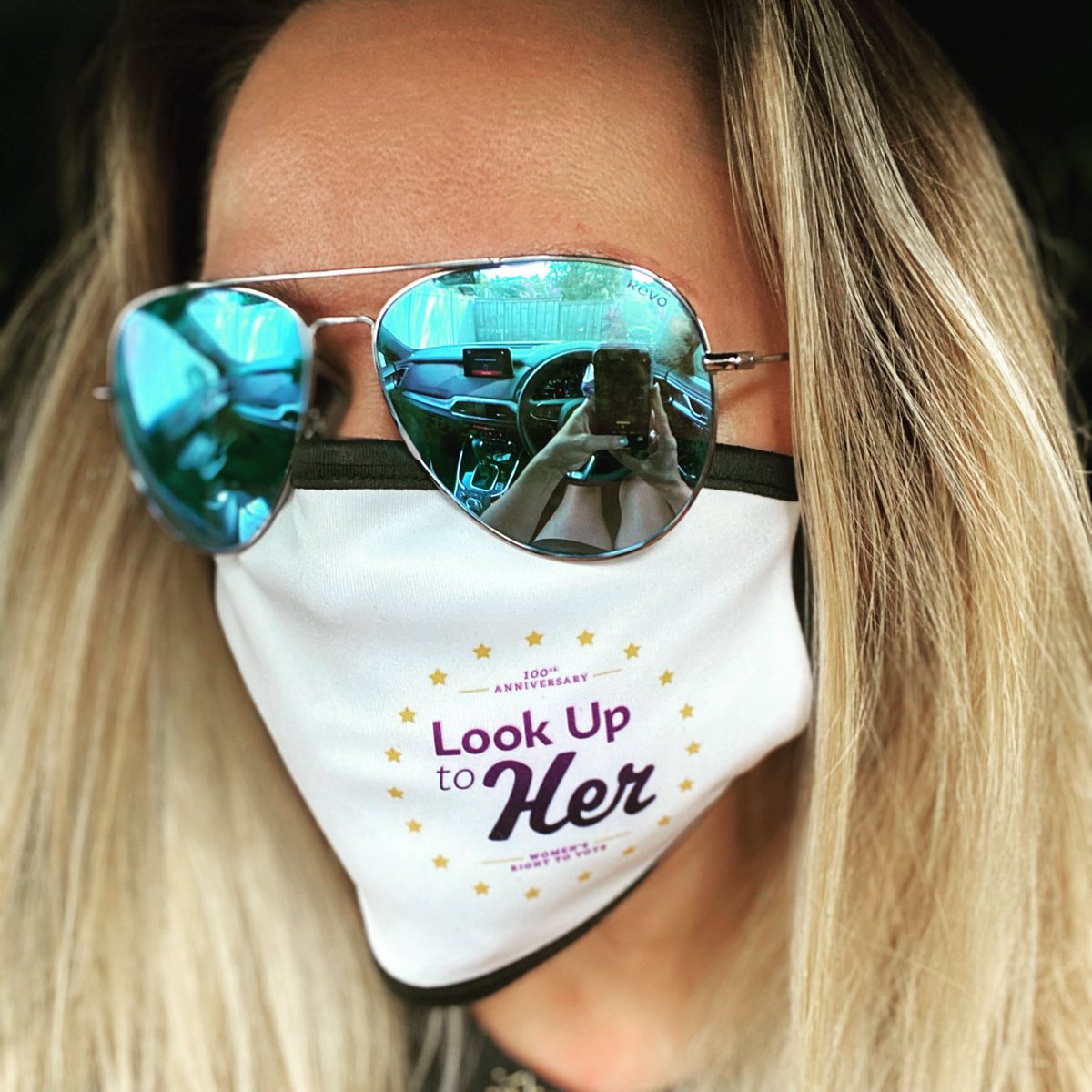 Finally had a good reason to wear my custom #LookuptoHER mask. 
#HERStory100 #HERStory2020 

Logo designed by my dear friend, the talented <a href="/barr416/">Ani (Barr) Schroeder</a>.