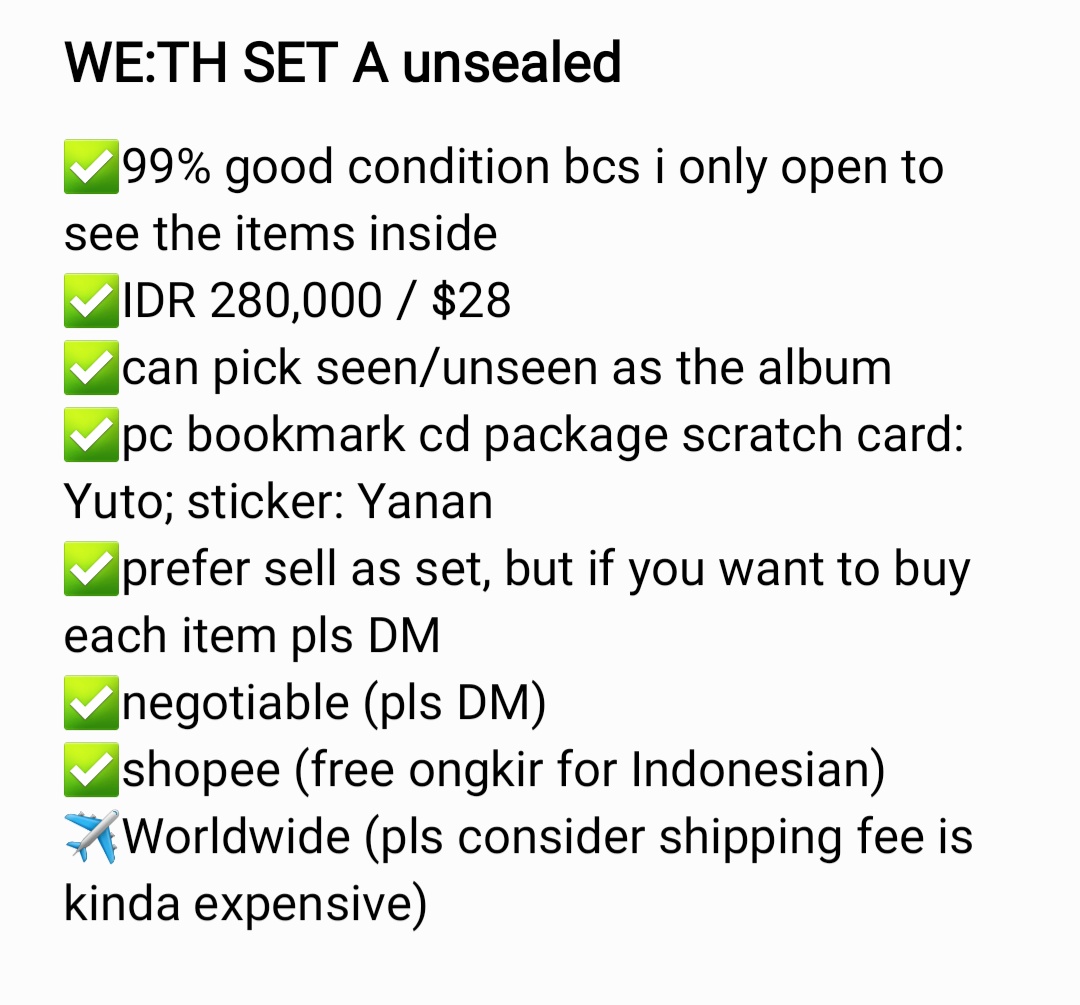 doobongie's tweet photo. (help RT)
WTS PENTAGON 10TH MINI ALBUM
WE:TH set A
♤ details on pict
Want to sell Pentagon album
#yuto #yanan #pentagon #pentagonalbum #wtspentagon #wtsalbum #pentagonphotocard #pentagonpc https://t.co/JxBTTRMEcj