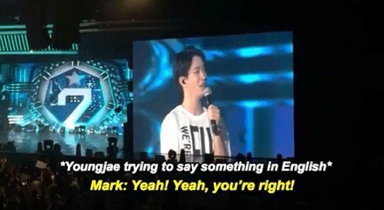 He's always encouraging the members to speak in english