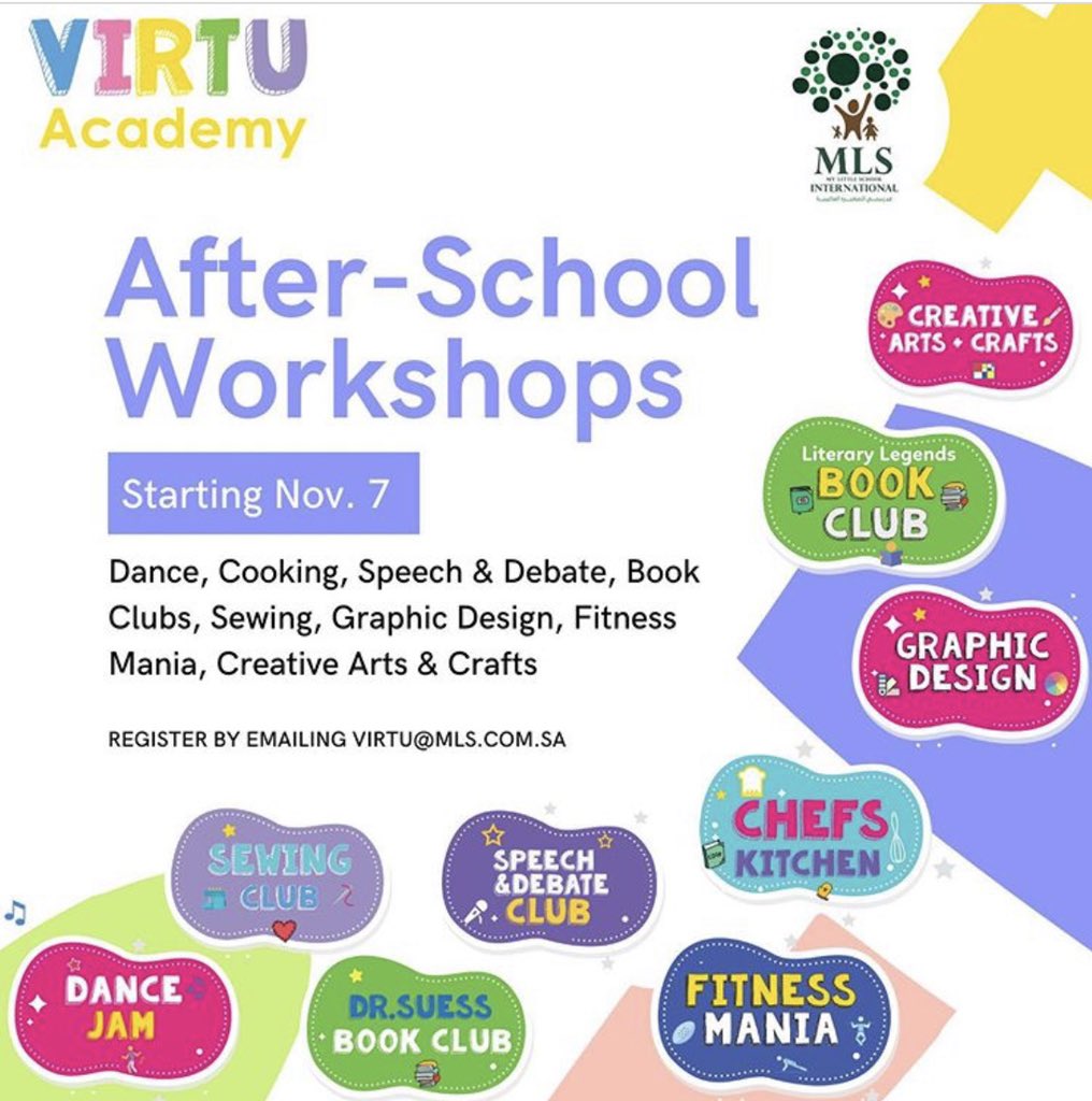 MLSIntSchool's tweet image. New After-Schoo Virtual Workshops starting soon! For more information on enrollment, please email virtu@mls.com.sa.