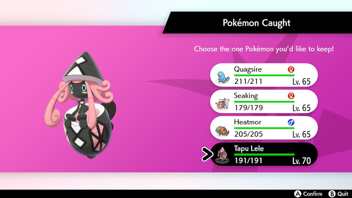 GamingMattza's tweet photo. After a week and a half, I finally got my shiny Tapu Lele! Now to hunt Entei. Plus some extra shinies  #PokemonSwordShield #NintendoSwitch https://t.co/VhlPj0ooCH