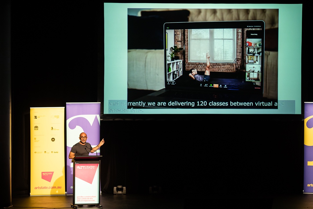 artstatensw's tweet photo. “Walking together” and “shaping tomorrow”.  Thanks to the four inspirational, insightful and engaging keynote speakers who shared their experiences in relation to these themes at #ArtstateWagga
 
👏 Prof. Faye McMillan
👏 Gayle Kennedy
👏 Dr. Erica Seccombe
👏 Rafael Bonachela https://t.co/HEIVAjJEMf