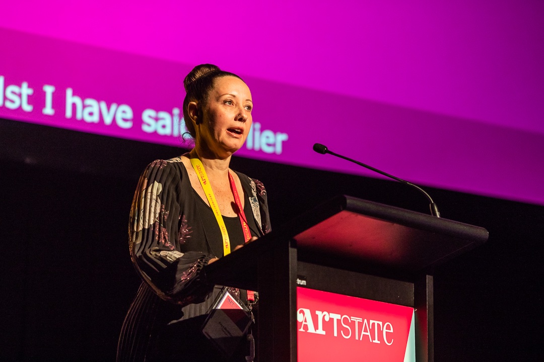 artstatensw's tweet photo. “Walking together” and “shaping tomorrow”.  Thanks to the four inspirational, insightful and engaging keynote speakers who shared their experiences in relation to these themes at #ArtstateWagga
 
👏 Prof. Faye McMillan
👏 Gayle Kennedy
👏 Dr. Erica Seccombe
👏 Rafael Bonachela https://t.co/HEIVAjJEMf