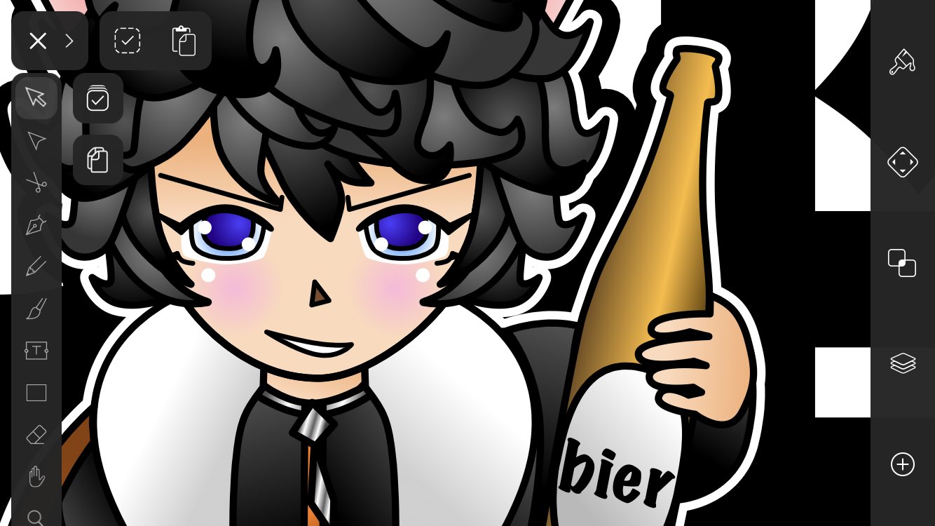 兎さん22 イラスト完成 もんきっちゃんからの依頼 ブレレボ ゲーム アバターの帽子を脱いだ状態 ビール瓶 とてもかわいい男子だったのにwとキャッチは乱暴なイメージですが 優しい方 可愛くもあり悪そうなリン族完成です 絵描きさんと