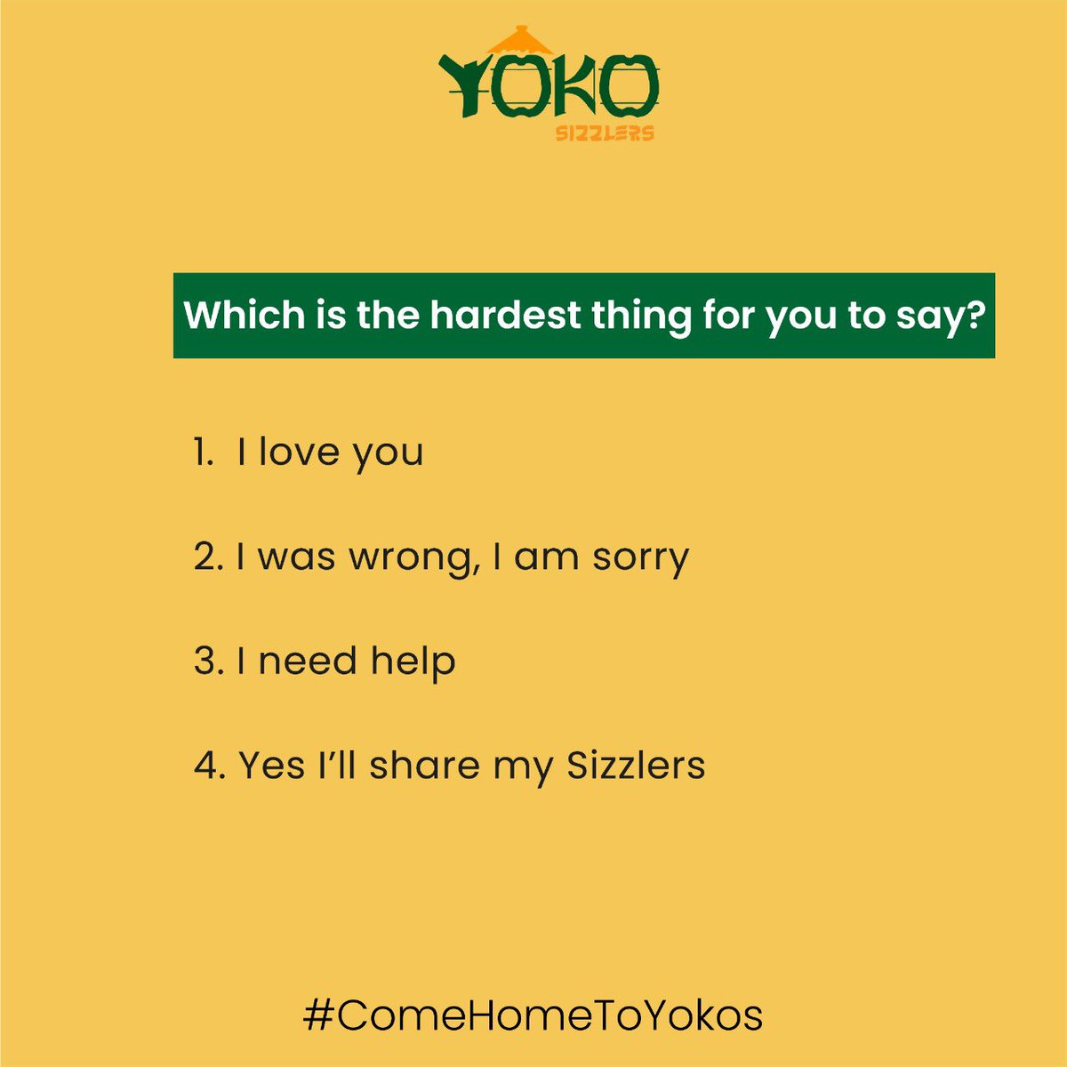 yoko_sizzlers's tweet photo. Sharing might be caring, but with Sizzlers ? 🧐What’s your take?
.
.
#YokoSizzlers #Yokos #ComeHomeToYokos #Yoko #YokoSizzler #ShareIt #NoSharing #Foodie #FoodLove #SizzlerLove #SizzlerLover #Sizzlers https://t.co/zWh5gmvAQM