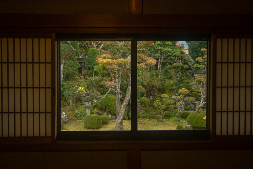 Next was the Ishitani Residence, which I was told is one of the oldest historical residences in Japan. Each room has views of one of the gardens. The gardens are maintained by a man whose father and grandfather also managed the gardens of the residence.
