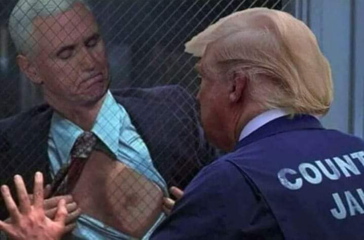 DCchepe's tweet photo. @realDonaldTrump When Trump went to prison, Mike started to get lonely... https://t.co/kokBac7hQj