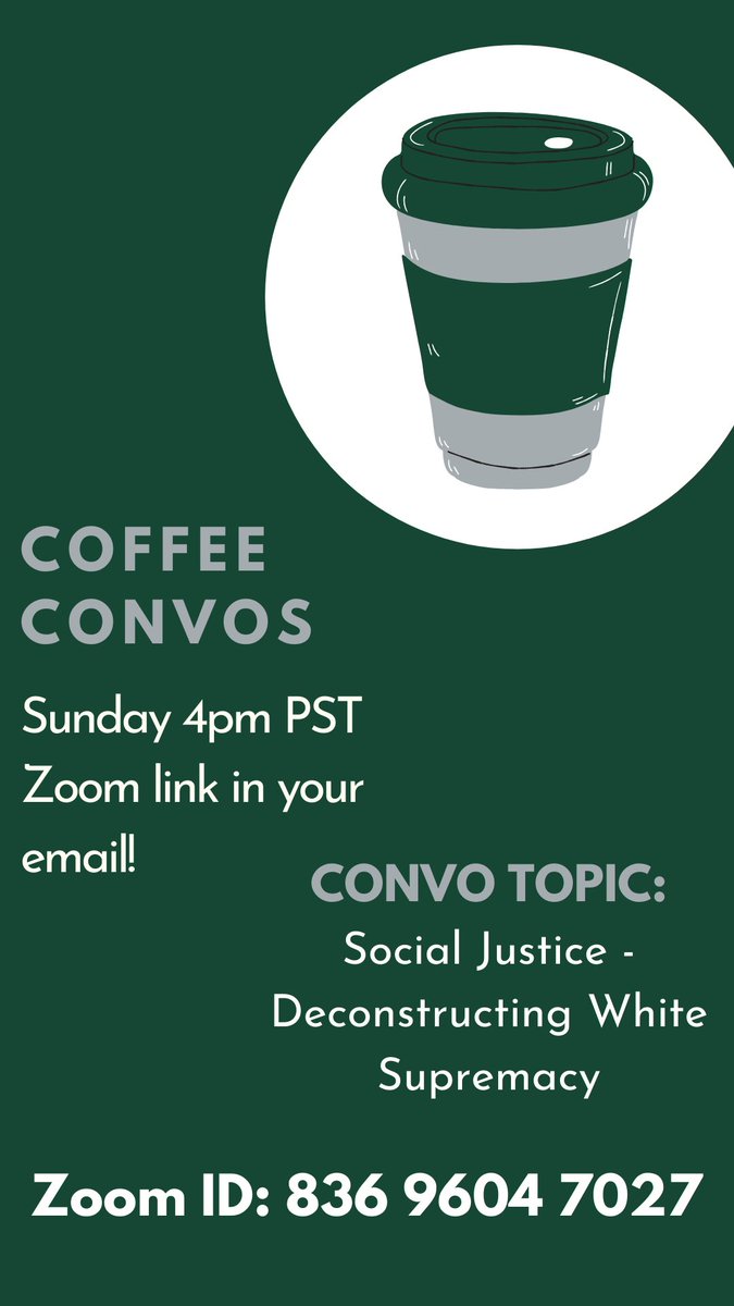 Tune in to this week’s Coffee Convo where we’re talking about social justice.
Sunday 4pm PST. See you there Viks!