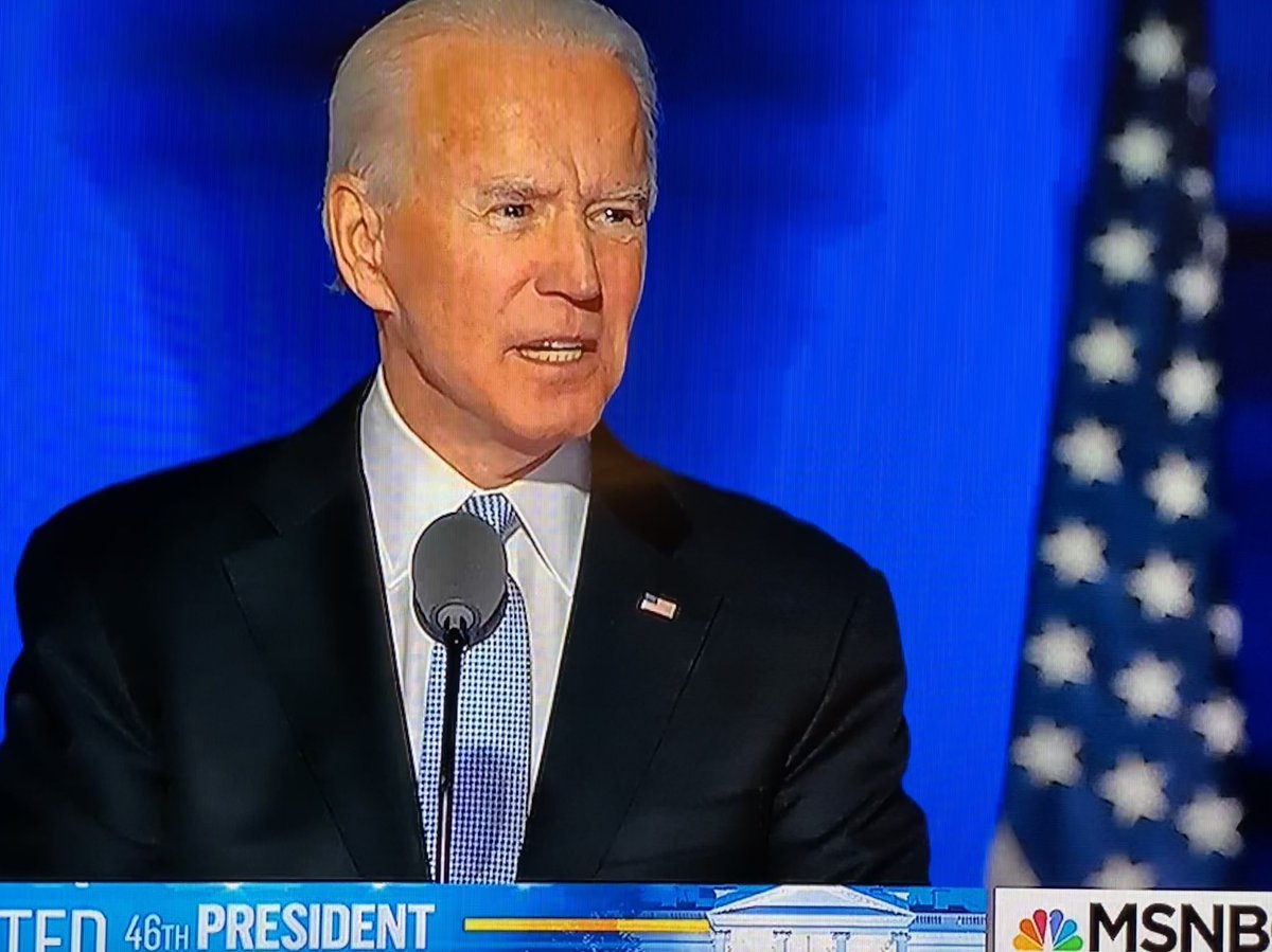 Preach Joe: “The grim era of demonization must come to an end...” “A time to heal...” “spread the faith Joe.” Biden stepped up and hit a home run. The right speech for this moment. Thank God he won!