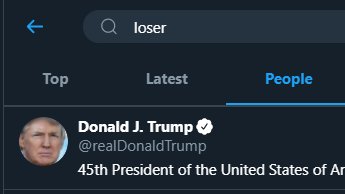 jditti5's tweet photo. Trump is the first result when you search loser in people. This app is undefeated https://t.co/5qdvVTx8Kf