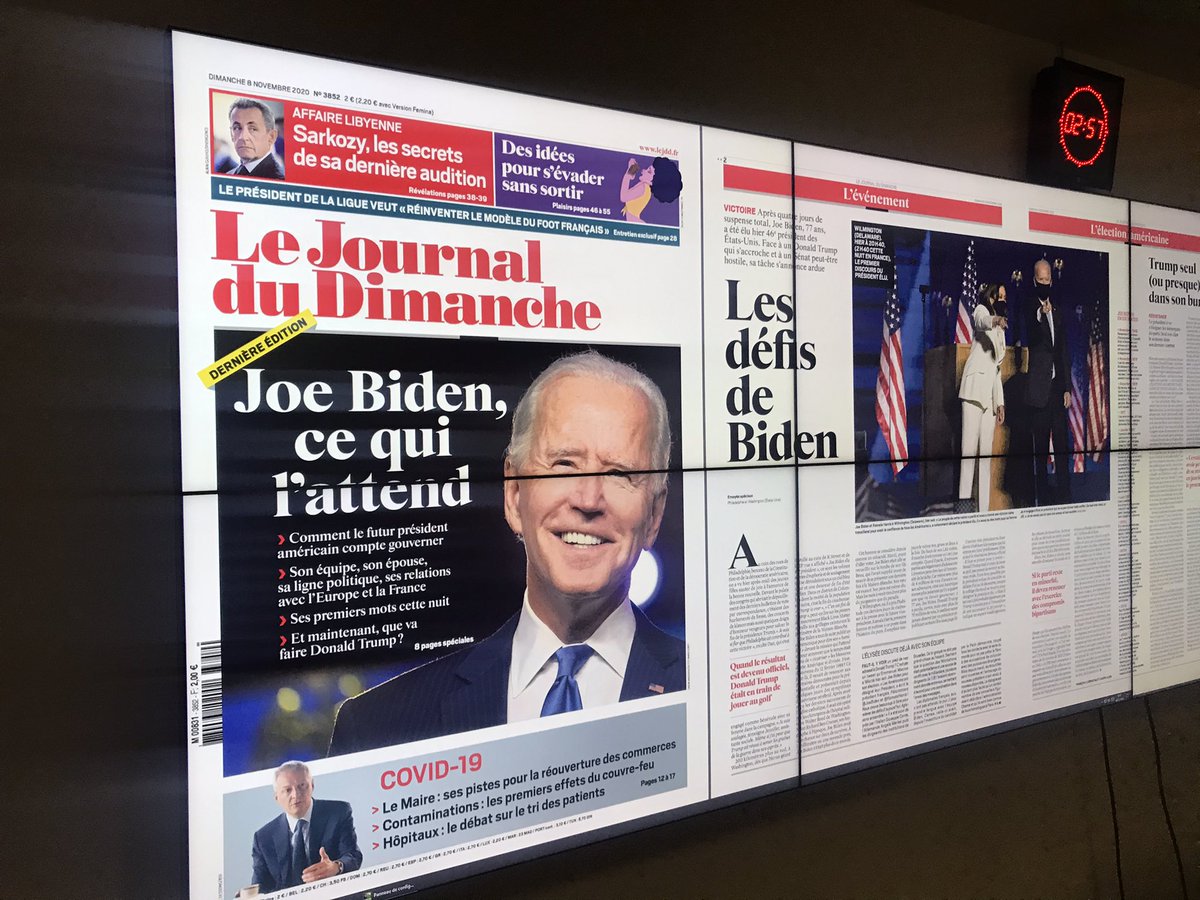 CyrilPetit's tweet photo. La dernière édition du JDD vient d’être bouclée. Avec les premiers mots du président élu et la première photo avec Kamala Harris sur scène. https://t.co/cKIb1tQD0K
