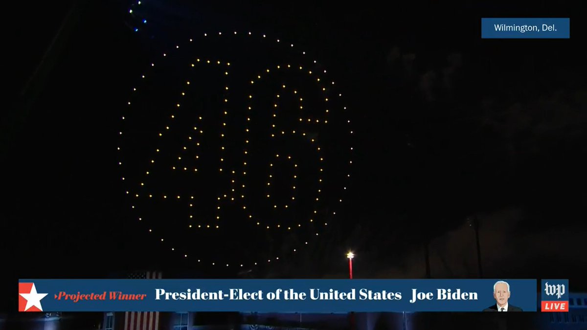 ChrisVance's tweet photo. Awesome drone work during the Biden acceptance speech! https://t.co/4TD3OUL3nR