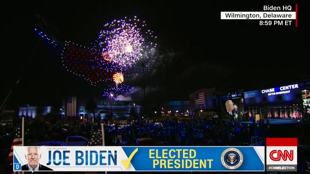 A Sky Full of Stars features as part of <a href="/JoeBiden/">Joe Biden</a> and <a href="/KamalaHarris/">Kamala Harris</a>’s celebrtions in an incredible firework and drone show. 

A touching moment as Coldplay was one of Beau Biden’s favorite artists

#Election2020