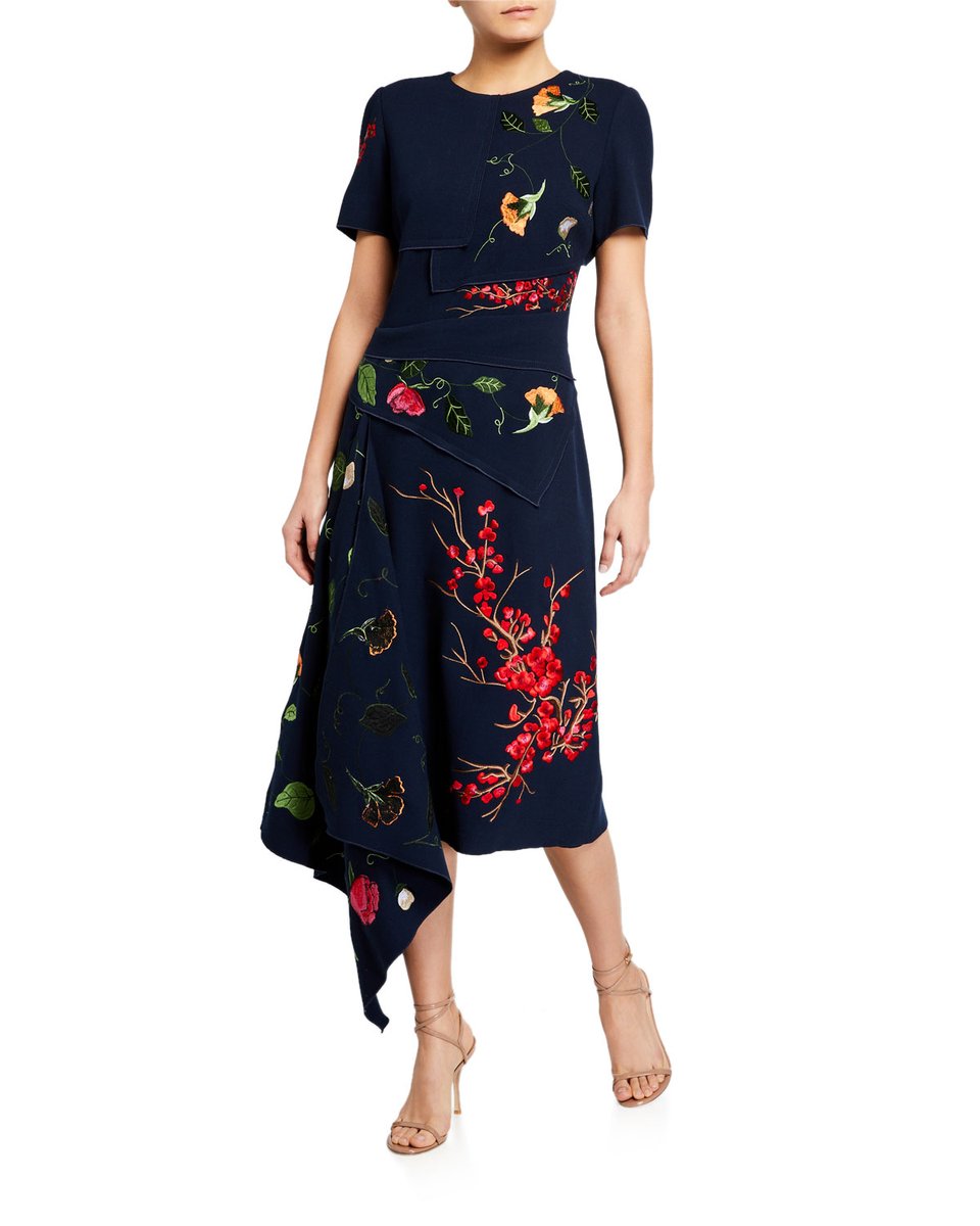 tomandlorenzo's tweet photo. Because that's what we do. Jill Biden is wearing an @OscardelaRenta floral print asymmetric dress. #JillBiden https://t.co/1WBd083REL