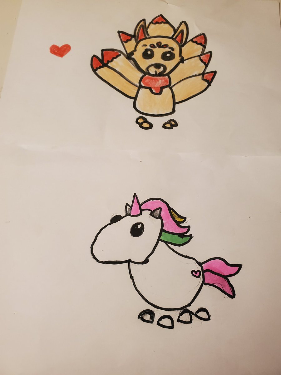 lealeanicole's tweet photo. @PlayAdoptMe Check out two of my daughters favorites Legendaries, The Unicorn and The Kitsune! https://t.co/779lRs9BuV