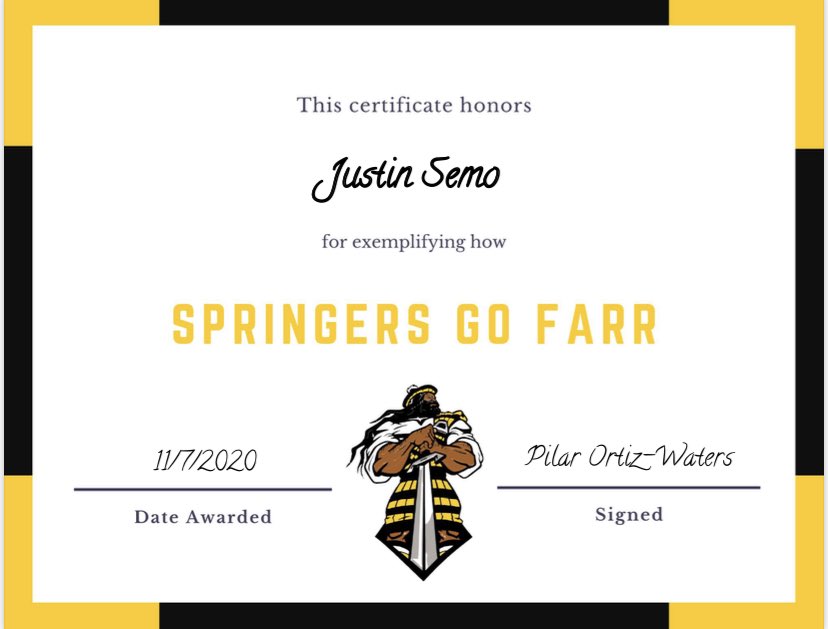 So proud of Justin for receiving the #springersgofarr award. Thank you ⁦<a href="/HSHS_VTSS/">HSHS VTSS Team</a>⁩