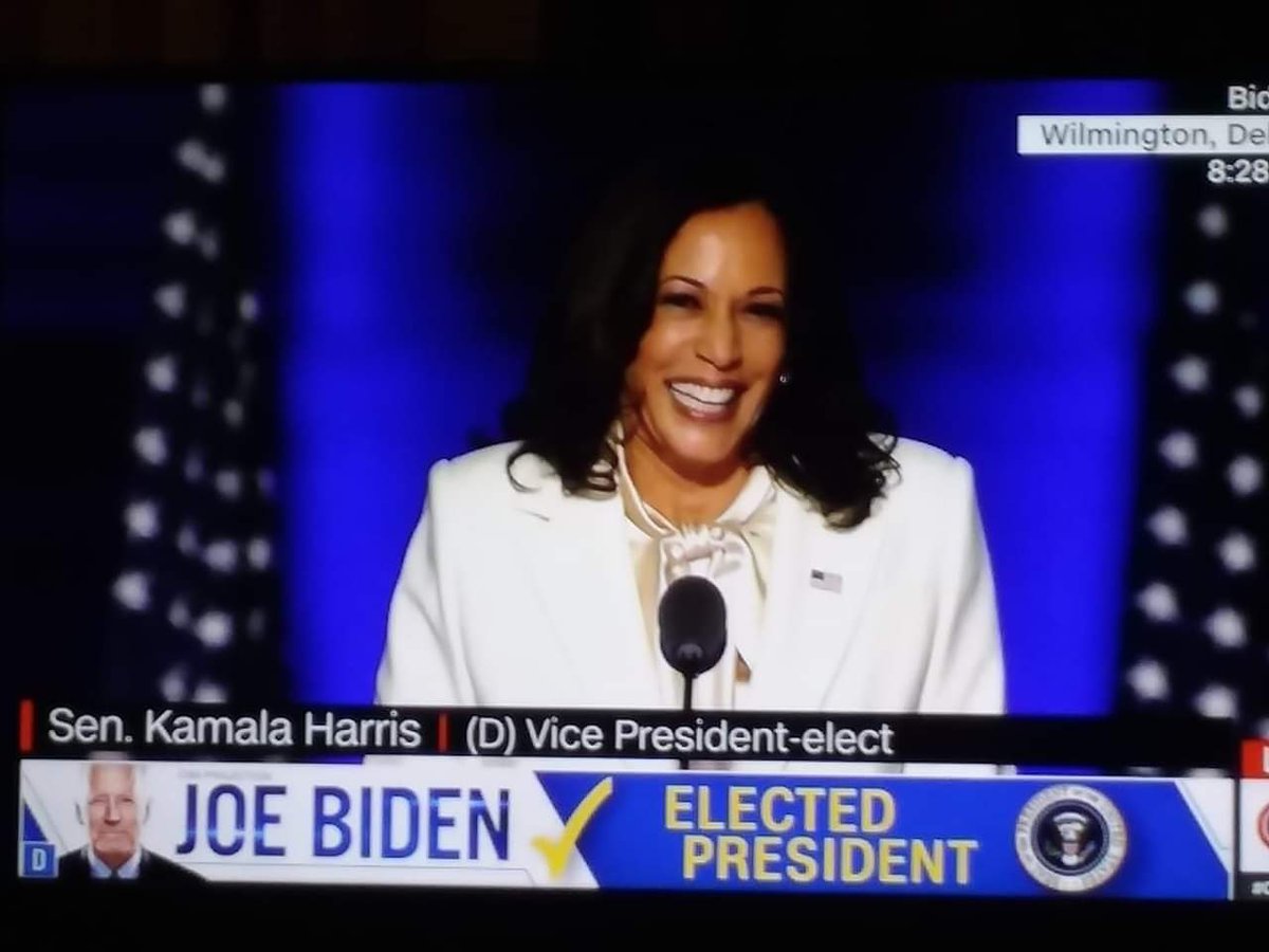 karingleason's tweet photo. Biden winning is great and all, but THIS. This is making my heart soar. 100 years after women finally got the vote, 51% of the US population is finally represented. #kamalaharris #VicePresidentElectHarris #womenempowerment #19thammendment #PresidentElectJoeBiden #election2020 https://t.co/7ldtLFDrXw