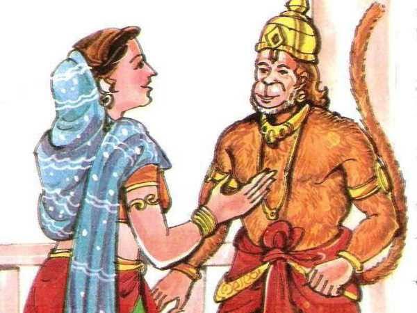 Surath ran to Narada and sought his help, again. Narada sent him to Mata Anjana, Hanuman Ji’s mother. She promised to save his life and asked Hanuman to protect him at any cost. Hanuman could not go against his mother.