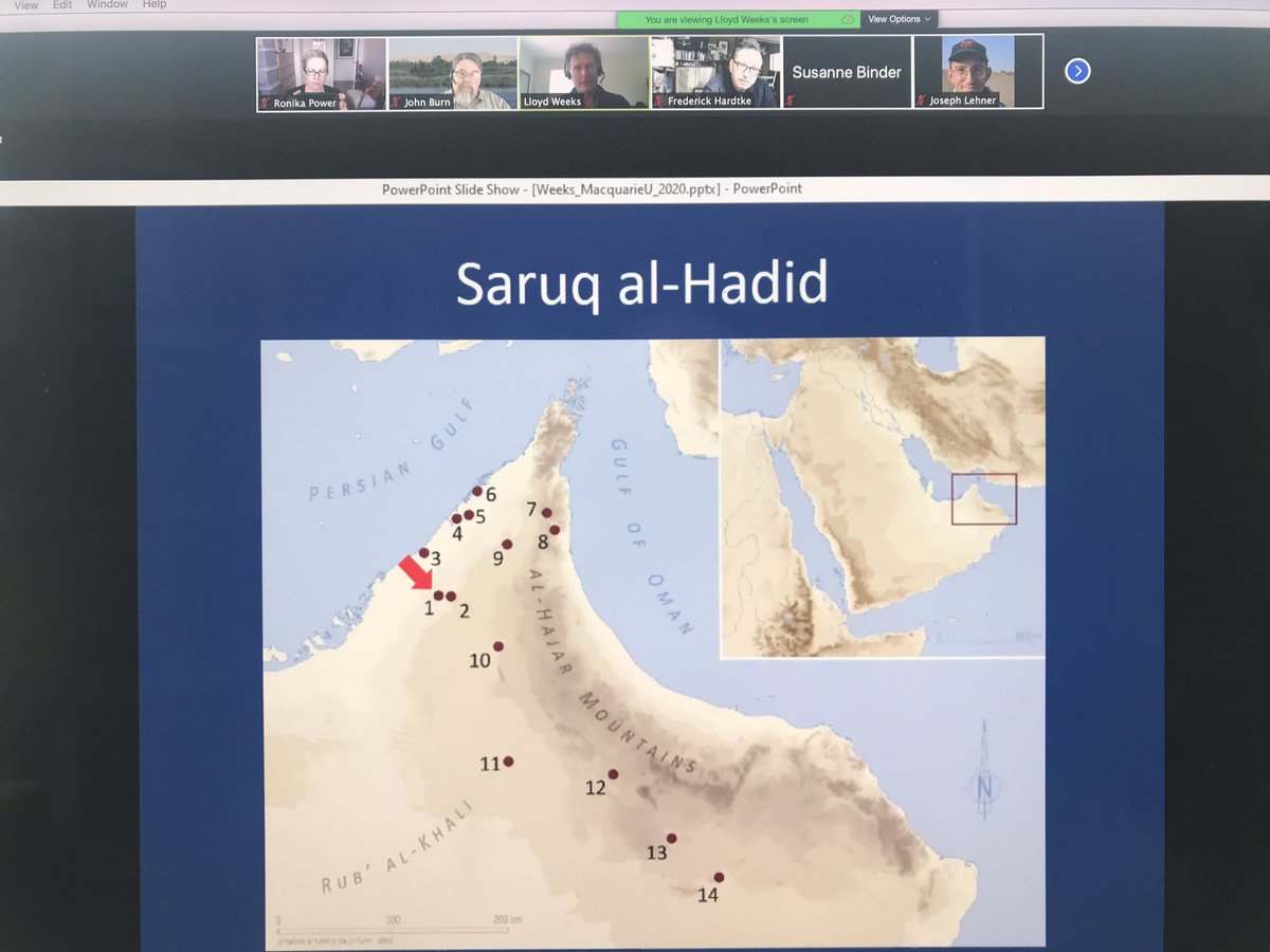 RKP_Industries's tweet photo. Our next speaker is Lloyd Weeks from @UniNewEngland, presenting “Understanding seasonal desert sites in SE #Arabia’s late prehistoric settlement systems: Insights from Saruq al-Hadid, #Dubai”, for the @cachemq Symposium - ‘Humans in Deserts: Stories of Exploitation and Survival’. https://t.co/UrF2Tm1VHD