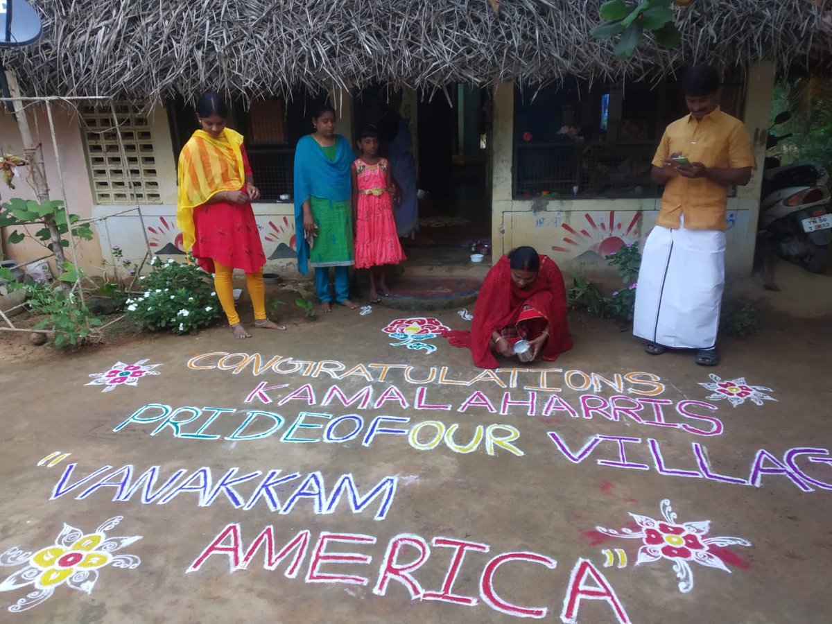 nimumurali's tweet photo. Kamala Harris' ancestral village erupts in celebration #KamalaHarris #KamalaHarrisVP https://t.co/YlqTQqzND4