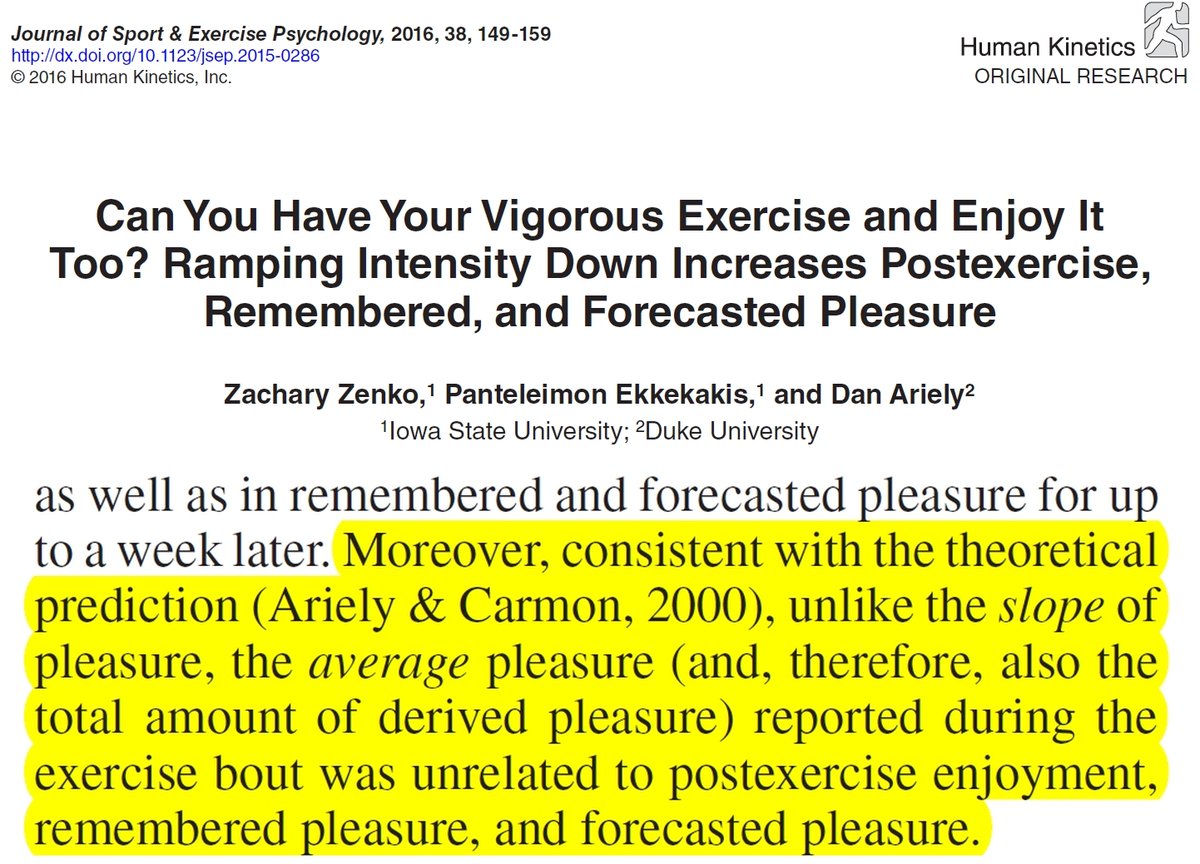 Once again, this practice flies in the face of decades of research in psychology and behavioral economics. We have known for a long time that the average affective response IS NOT predictive of behavior. Researchers in exercise psychology have been emphasizing this for years.