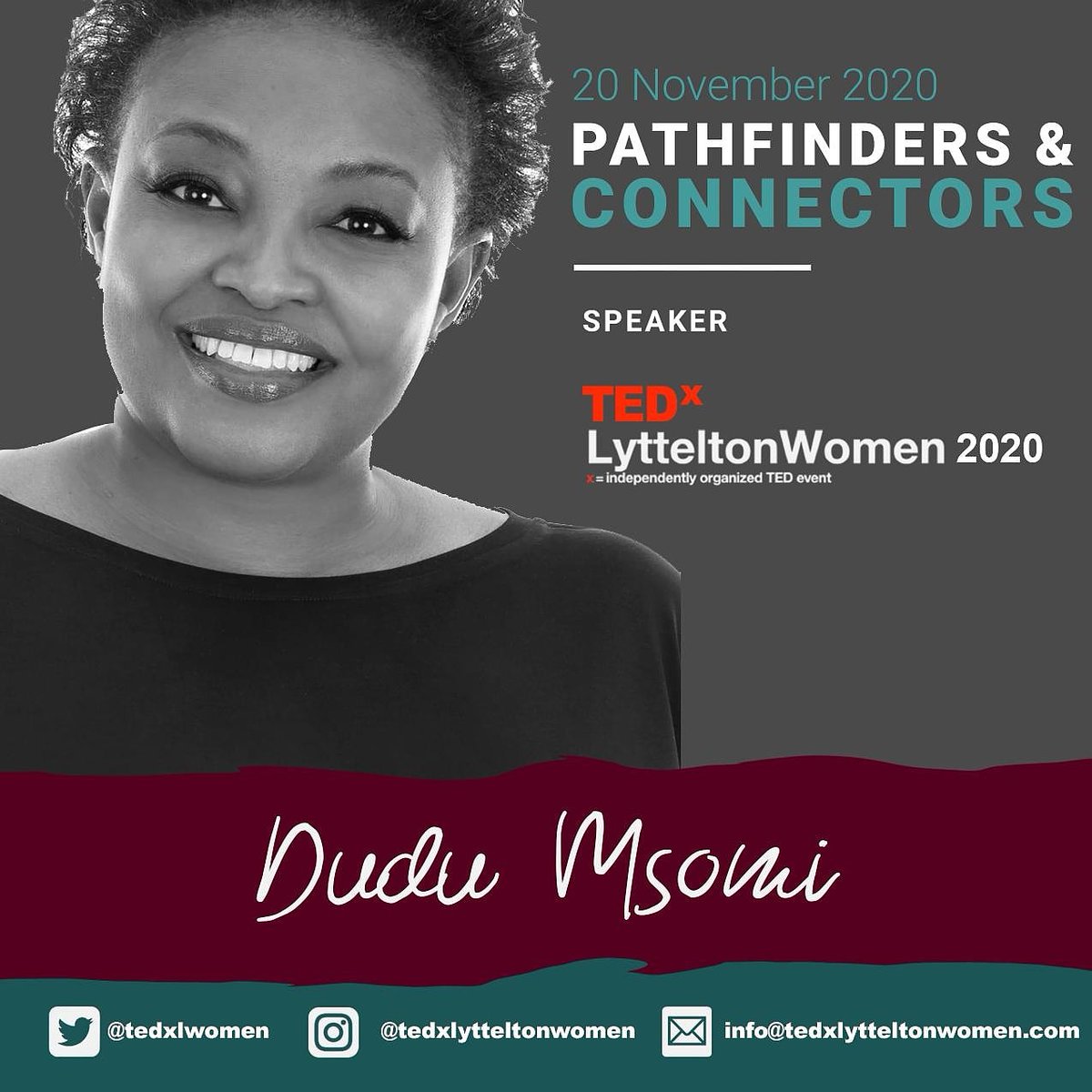 DuduMsomi's tweet photo. Dudu Msomi's #tedx Talk, Friday, 20th of November 2020 is between 10:15 - 11:45 South African time followed by discussions
https://t.co/DpdLpnEpmL
#personalleadership #leadership #vision #strategy #wisdom #WisdomPersonified #womenleaders https://t.co/LfILMTpRK3
