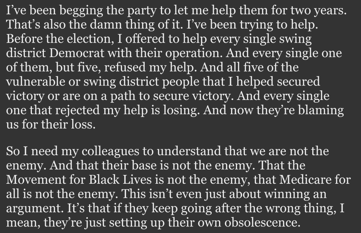 Hot damn, AOC spits so much fire in this interview. nytimes.com/2020/11/07/us/…