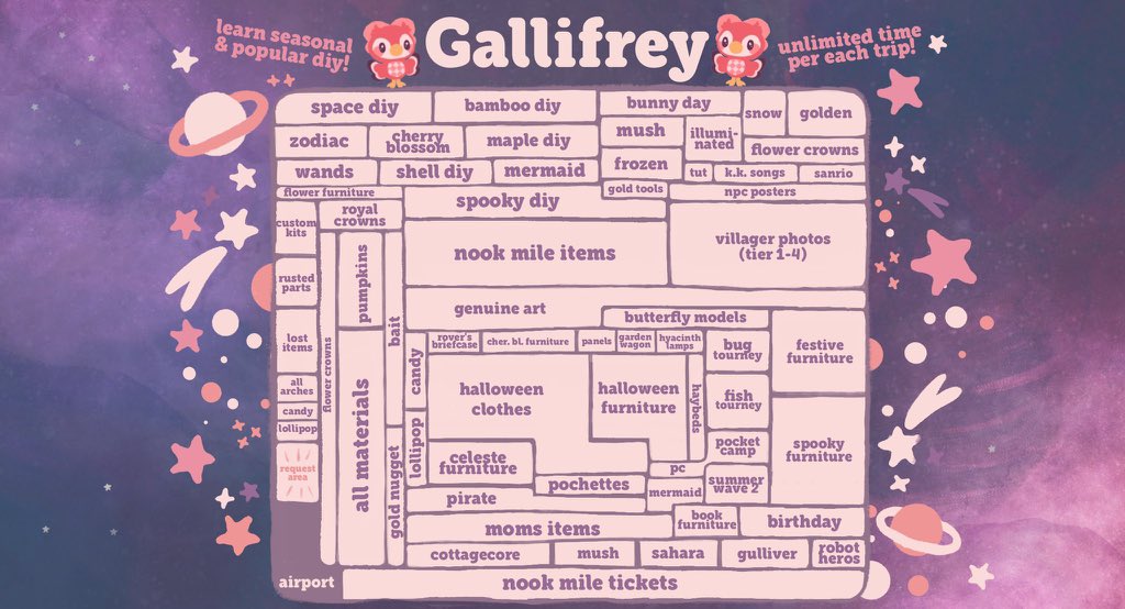 yogos06's tweet photo. gallifrey ti giveaway
- 2 winners, 15 min unlimited trips
TO ENTER:
- mbf @yogos06 + @celestes_cosmos
- RT &amp; tag a friend
ends in 30 min. must be able to claim then
#acnh #ACNHgiveaways #dodocode #acnhgiveaway #NintendoSwitch #acnhdiys #AnimalCrossingNewHorizons https://t.co/NZIK8quVCK