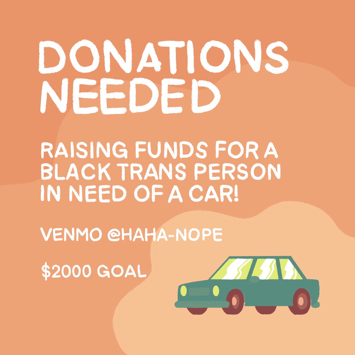 BeQueerDoCrime's tweet photo. Some friends and I are raising funds to provide reliable transportation for a Black trans person who is currently in need of a car. We need your love and generosity to reach our goal of $2,000.

Venmo Haha-Nope
Cashapp $HaNope https://t.co/cT5XKvB8GT