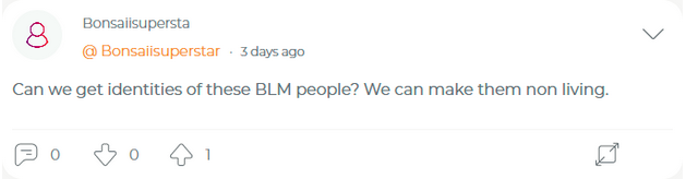 3/ On Parler, Wilson asks, "Can we get the identities of these BLM people? We can make them non-living."