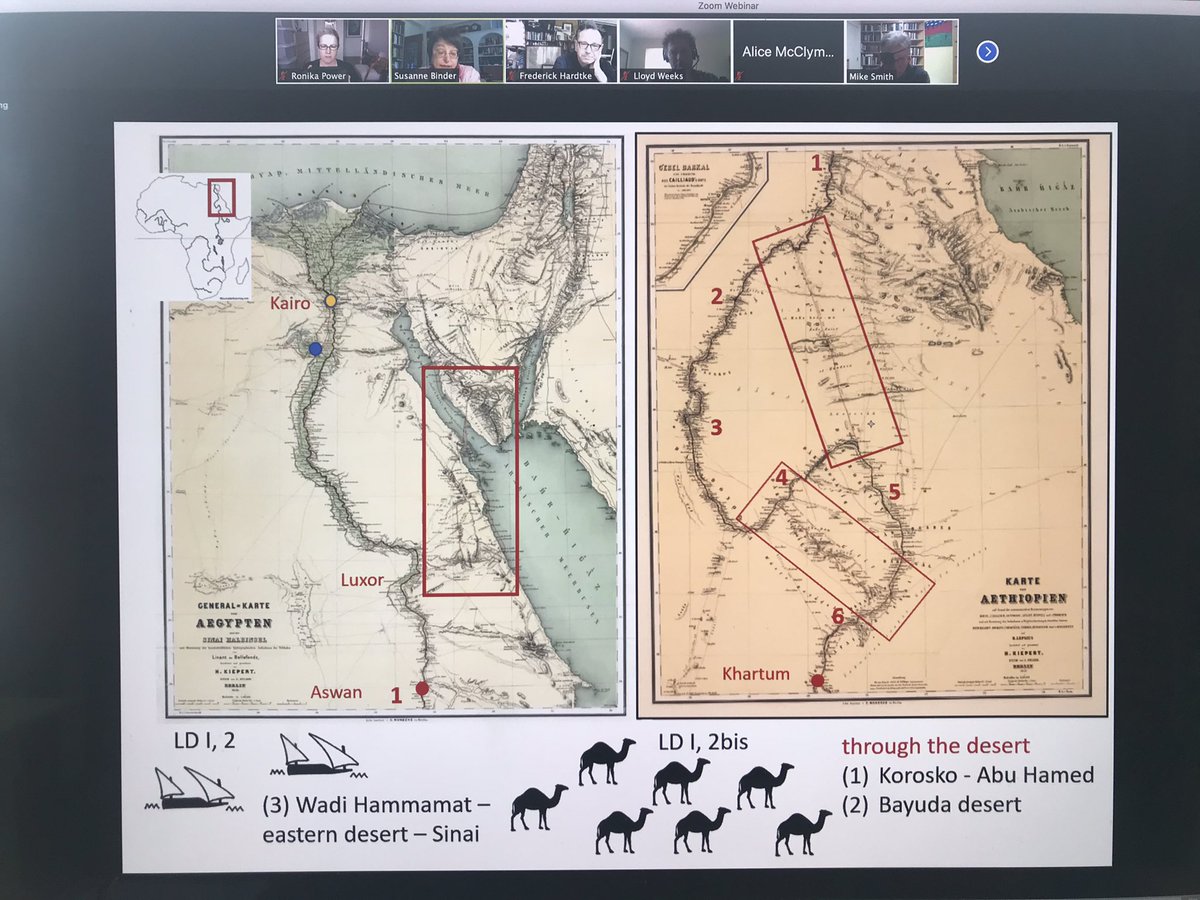 RKP_Industries's tweet photo. Our next speaker is Susanne Binder from @AncientHistMQ, taking us “From the Nile Valley into the deserts: Max Weidenbach’s diary as it documents the Lepsius Expedition (1842-1845)”, #Egypt, for the @cachemq Symposium - ‘Humans in Deserts: Stories of Exploitation and Survival’. https://t.co/MtqFXhByVT
