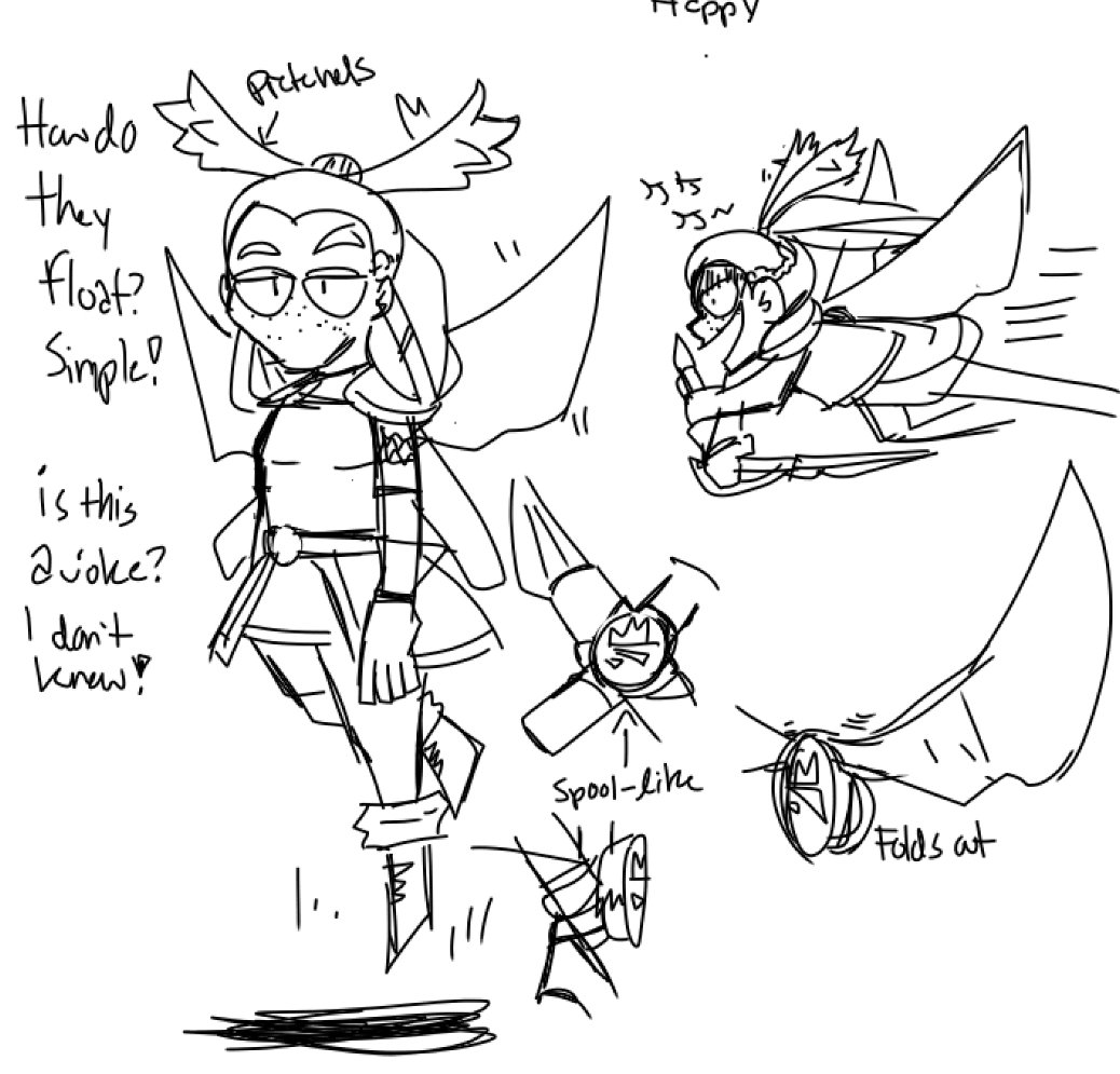 Oh Yeah Casimir could always glide/fly btw i thought i shared this already but Just In Case (altered wing design I'm still unsettled) 