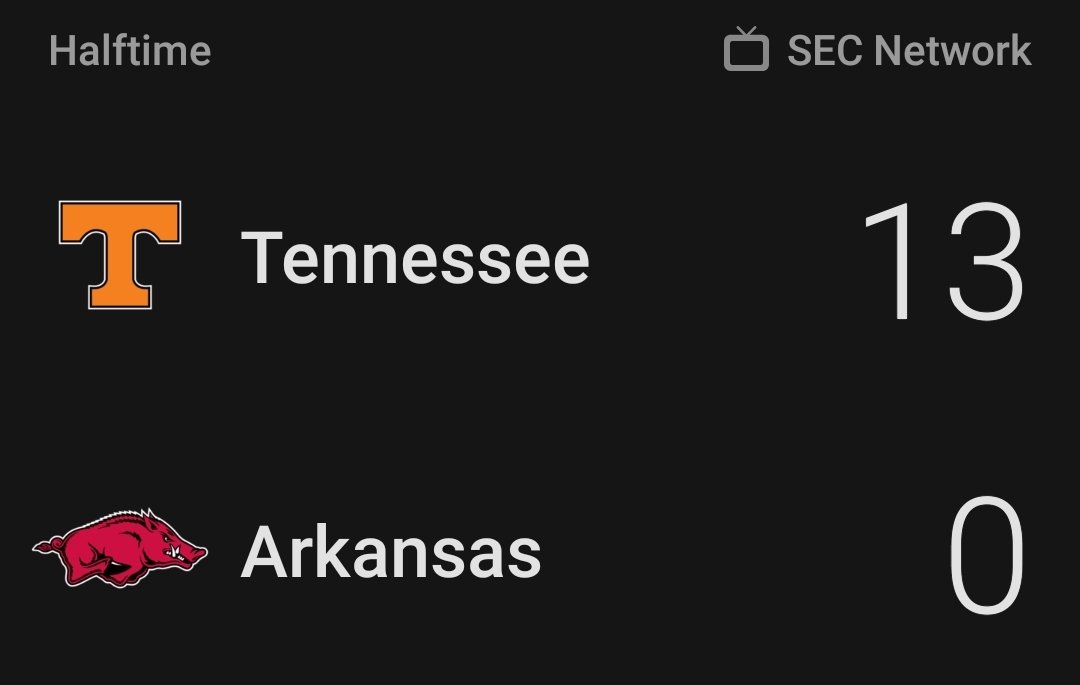 CFBHome's tweet photo. Arkansas was like this in the 1st half vs this in the 2nd. https://t.co/q9oPEA0eEz