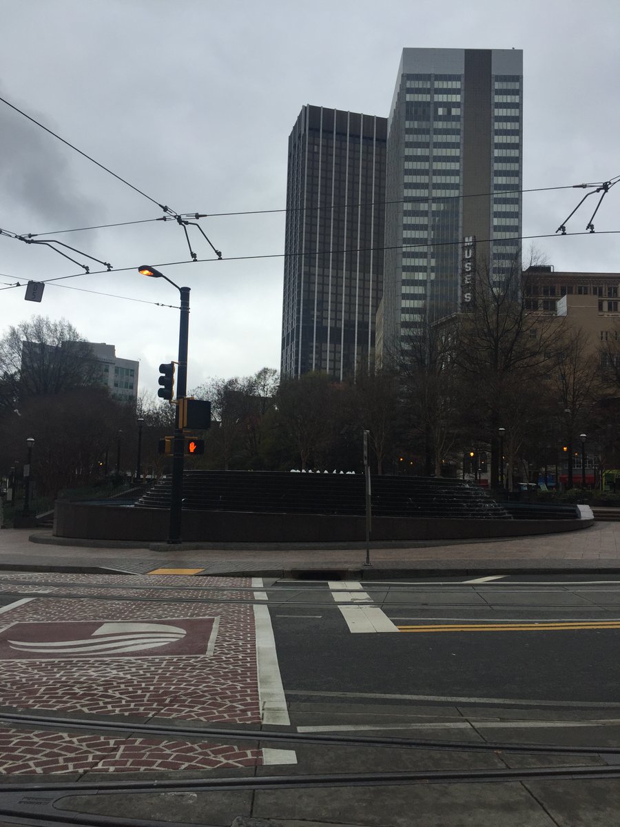 I warned you this would be *every* pic. Slightly diff angle at Woodruff Park; tram tracks; interior of MARTA train to the airport. Last pic taken the previous day: railway through Athens, seen from Oconee St. Streetview suggests the wagons in the distance haven't moved in years.