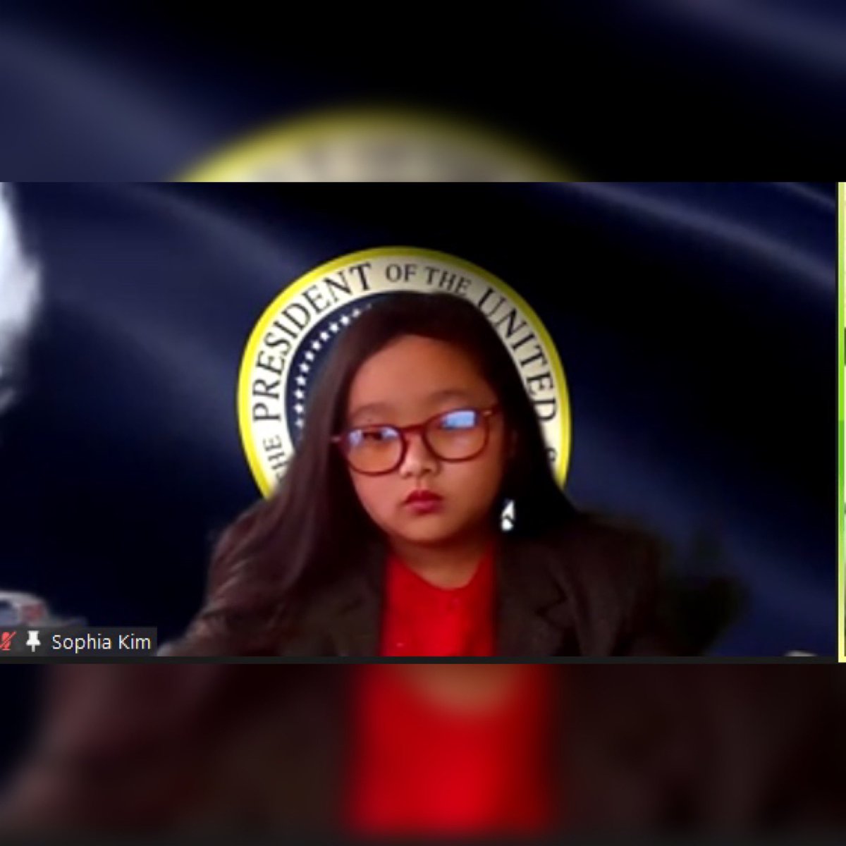 KpopUmma's tweet photo. @KamalaHarris Couple of weeks ago during remote learning my daughter dressed up as her future self. She’s realized it can be her future thanks to you https://t.co/myZN6wj5Be