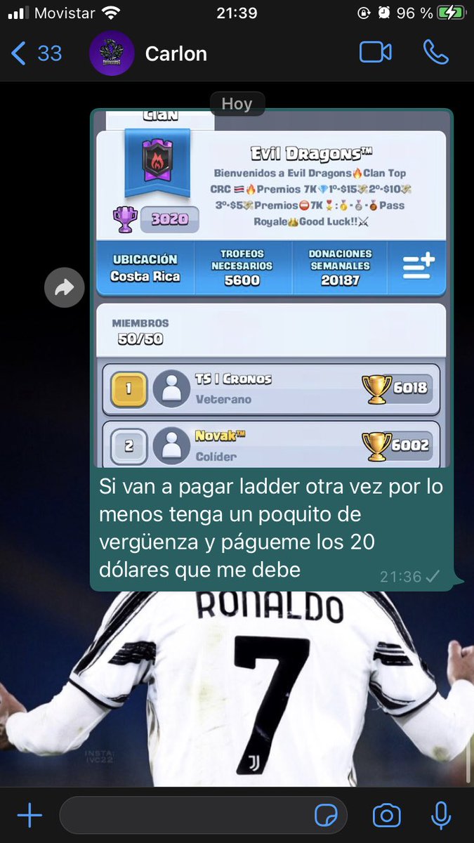 Para las personas que están en este clan y se van a esforzar por “conseguir” los premios, solo tengan en cuenta que EvilDragons y en especial Carlon son unos estafadores pasan ofreciendo dinero toda la temporada y después solo excusas, no soy él único al que le han hecho lo mismo