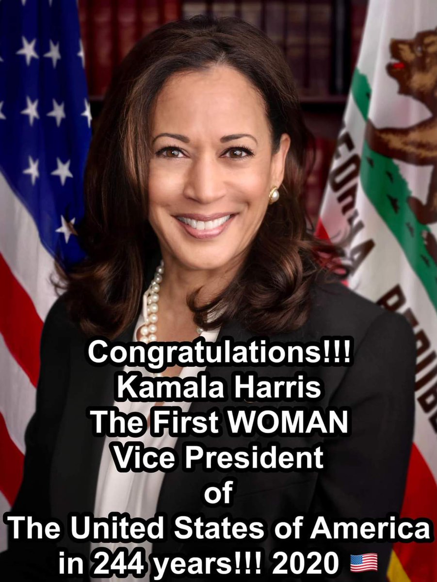 LatinaCSP's tweet photo. Historic‼️ Congratulations 
Kamala Harris The First WOMAN /Woman of COLOR Vice President of The United States of America in 244 years!!! 🇺🇸 👏🏽👏🏽👏🏽👏🏽👏🏽👏🏽👏🏽👏🏽👏🏽
#kamalaharris #vicepresident #history https://t.co/A97s9qjpNf
