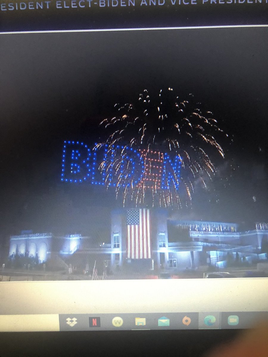 RoseMar95753967's tweet photo. @mmpadellan I haven't felt this happy and emotional in a long time but today was off the hook. The fireworks and the drones were awesome. Once again congratulations President Elect Joe Biden #46 and VP Kamala Harris 💙🇺🇸💙🇵🇷
#ThereIsPowerInUnity https://t.co/zqqy0hWdrV