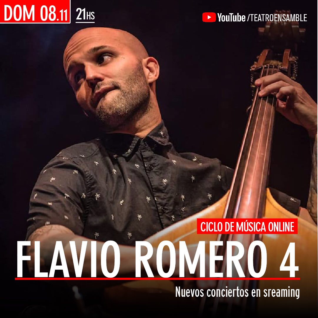 HOY 
FLAVIO ROMERO 4
En vivo en Estudio Doctor F.

Sebastián Greschuk - tromp - fluguelhorn &amp; trombón / Fer Moreno – Bat/ Javier Burin Heras – Piano / Flavio Romero - Contrabajo y composición Cámaras - J Chevalier / E Polledo / Sonido A Silberleib / Idea y produc Florencio Just