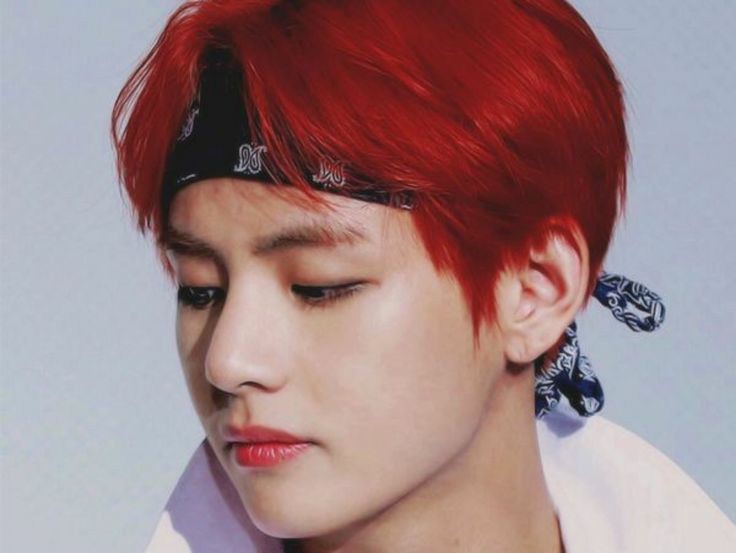 kim Taehyung in red hair : a thread