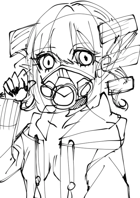 縦ロール×ガスマスク×モッズコート 
