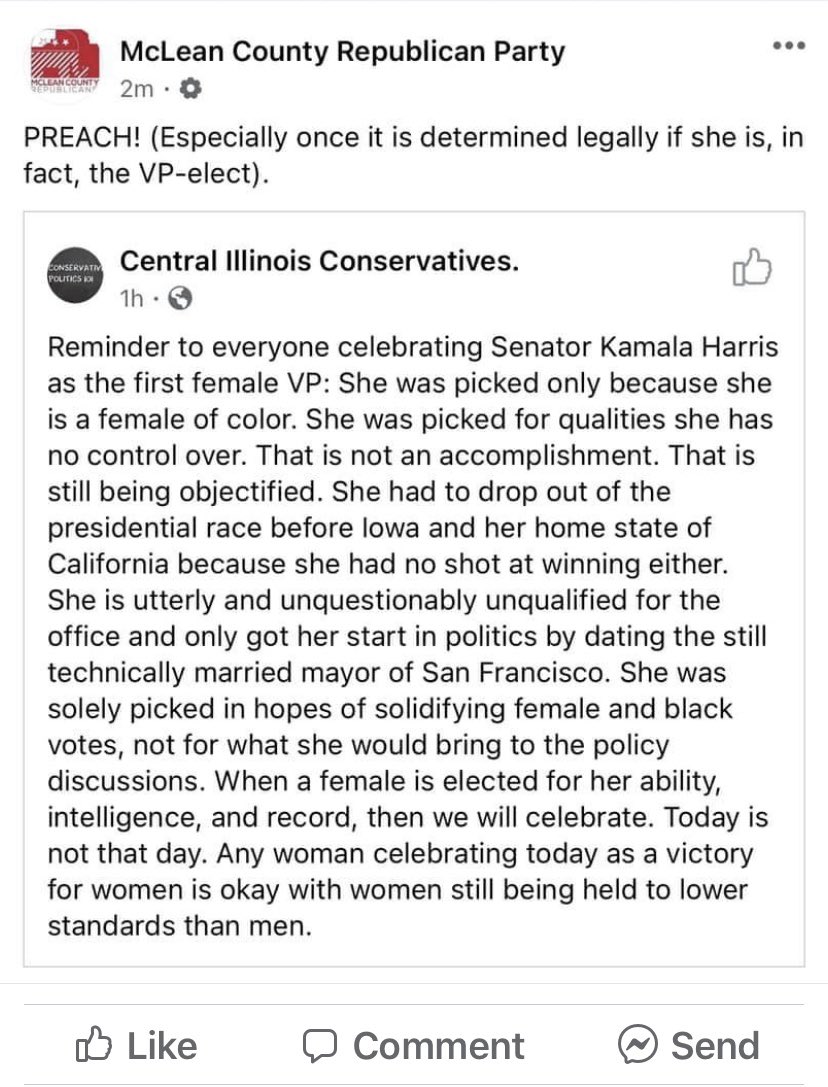 Hard to tell if our local Republican Party is more racist or misogynist or just assholes